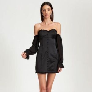 Lioness Dress Me Up Satin Off Shoulder Mini Dress